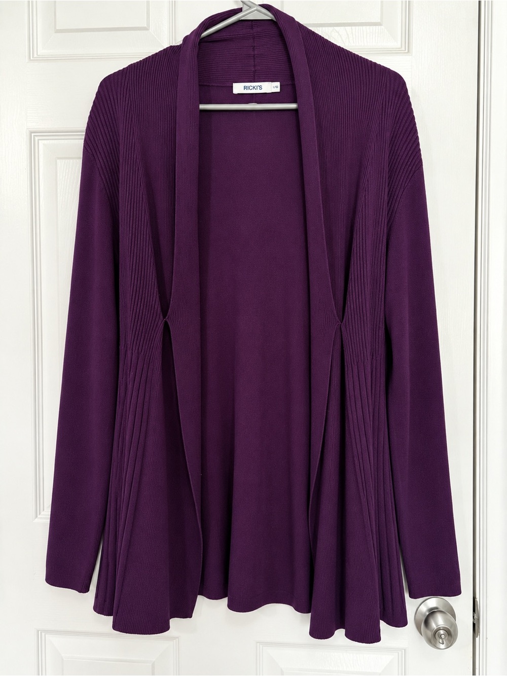 Ricki's Deep Purple Open-Front Ribbed Cardigan